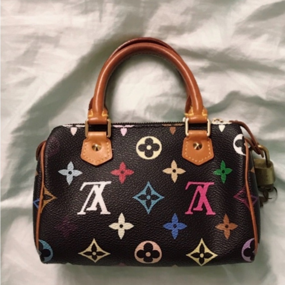 Multicolor Monogram Mini Satchel - Black